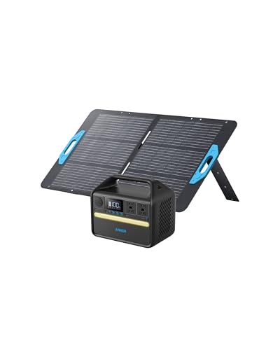 Anker 535 Solar Generator, Powerhouse 512Wh with 100W Solar Panel, Power Station with LiFePO4, 4 * 110V AC Outlets, 60W USB-C PD Output, LED Light for Outdoor Camping, RV, Power Outage(Anker Solix)