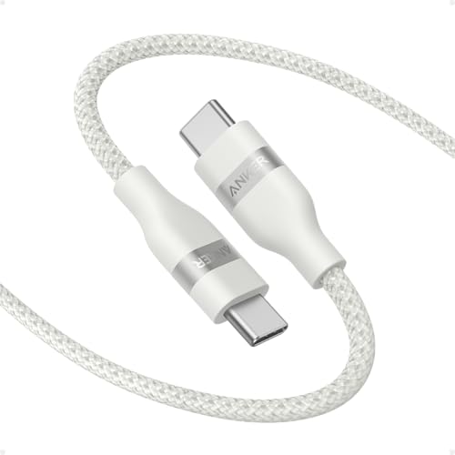 Anker Nano USB C Cable, 240W Flexible Multi-Color Braided Cord, Fast Charging Type C Charger for iPhone 17 Series, MacBook Pro and More (White, 6ft)