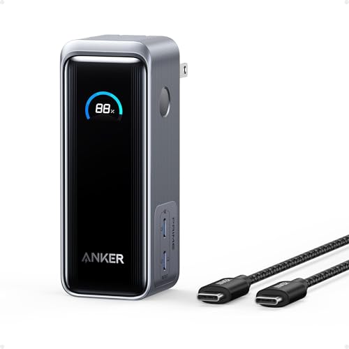Anker Prime Power Bank, 9,600mAh Battery Pack with 65W Output Wall Charger, Supports PD 3.0 and PPS, 30W Fast Recharging, Sleek Portable Charger for MacBook Pro, iPhone 17/16 Series, Galaxy, iPad