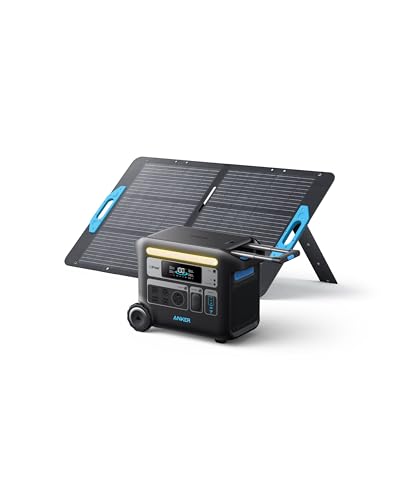 Anker SOLIX F2000 Portable Power Station, Powerhouse 767, 2048Wh GaNPrime Solar Generator with 100W Solar Panel, LiFePO4 Batteries, 4 AC Outlets Up to 2400W for Home, Power Outage, Outdoor Camping