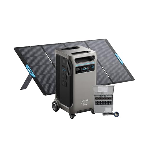 Anker SOLIX F3800 Plus Portable Power Station and Transfer Switch Kit with 400W Solar Panel, 3,840Wh, 6000W AC Output, Generators for Home Use, Works with Generator, For Power Outages, and Emergencies