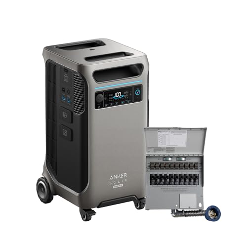 Anker SOLIX F3800 Plus Portable Power Station and Transfer Switch Kit, 3,840Wh, 6,000W AC Output, 120V/240V, Generators for Home Use, Works with Generator, For Power Outages, RVs, and Emergencies