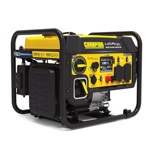 Champion Power Equipment 5500-Watt Dual Fuel RV Ready Portable Open Frame Inverter Generator with Quiet Technology and Free 3-Year Warranty, CARB Compliant