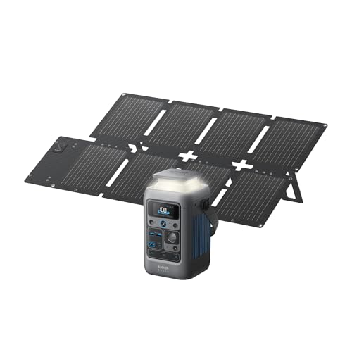 Anker SOLIX C300 DC Power Bank Station and 60W Solar Panel, 288Wh Portable Power Station, LiFePO4 Battery, 300W Solar Generator, for Outdoor, Camping, Traveling, and Emergencies