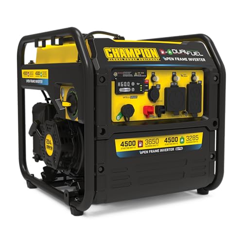 Champion Power Equipment 4,500-Watt Electric Start Dual Fuel RV Ready Portable Open Frame Inverter Generator with Quiet Technology and Free 3-Year Warranty