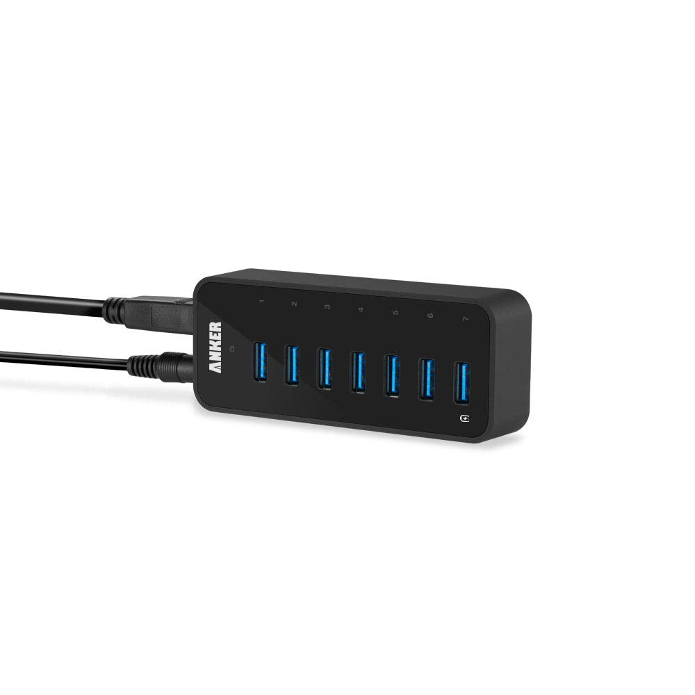 Anker Powered USB Hub for Laptop, 7 Ports USB 3.0 Data Hub, with 36W Power Adapter and BC 1.2 Charging Port for iPhone 7/6s Plus, iPad Air 2, Galaxy S Series, Note Series, Mac, PC, USB-Flash Drives