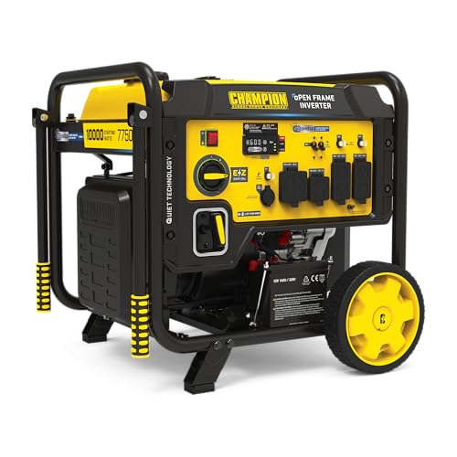 Champion Power Equipment 10,000-Watt Electric Start Home Backup Portable Open Frame Inverter Generator with Quiet Technology and Free 3-Year Warranty