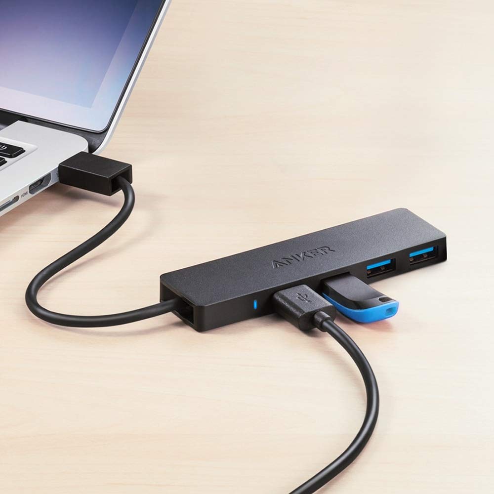Anker USB Hub 4 Ports with 5Gbps Data Transfer, Multiple USB 3.0 Hub, USB Splitter for Laptop, Extender for A Port Laptop, PC, Desktop and More [Charging Not Supported](0.7 ft USB-A)