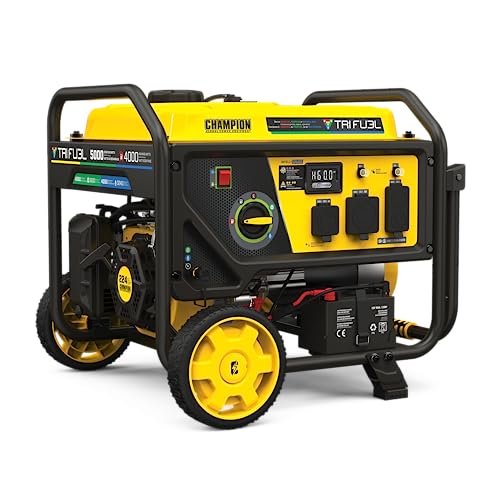 Champion Power Equipment 5000-Watt Electric Start Tri Fuel RV Ready Portable Generator with Free 3-Year Warranty