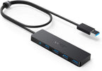 Anker USB Hub 4 Ports with 5Gbps Data Transfer, Multiple USB 3.0 Hub, USB Splitter for Laptop, Extender for A Port Laptop, PC, Desktop and More [Charging Not Supported](0.7 ft USB-A)