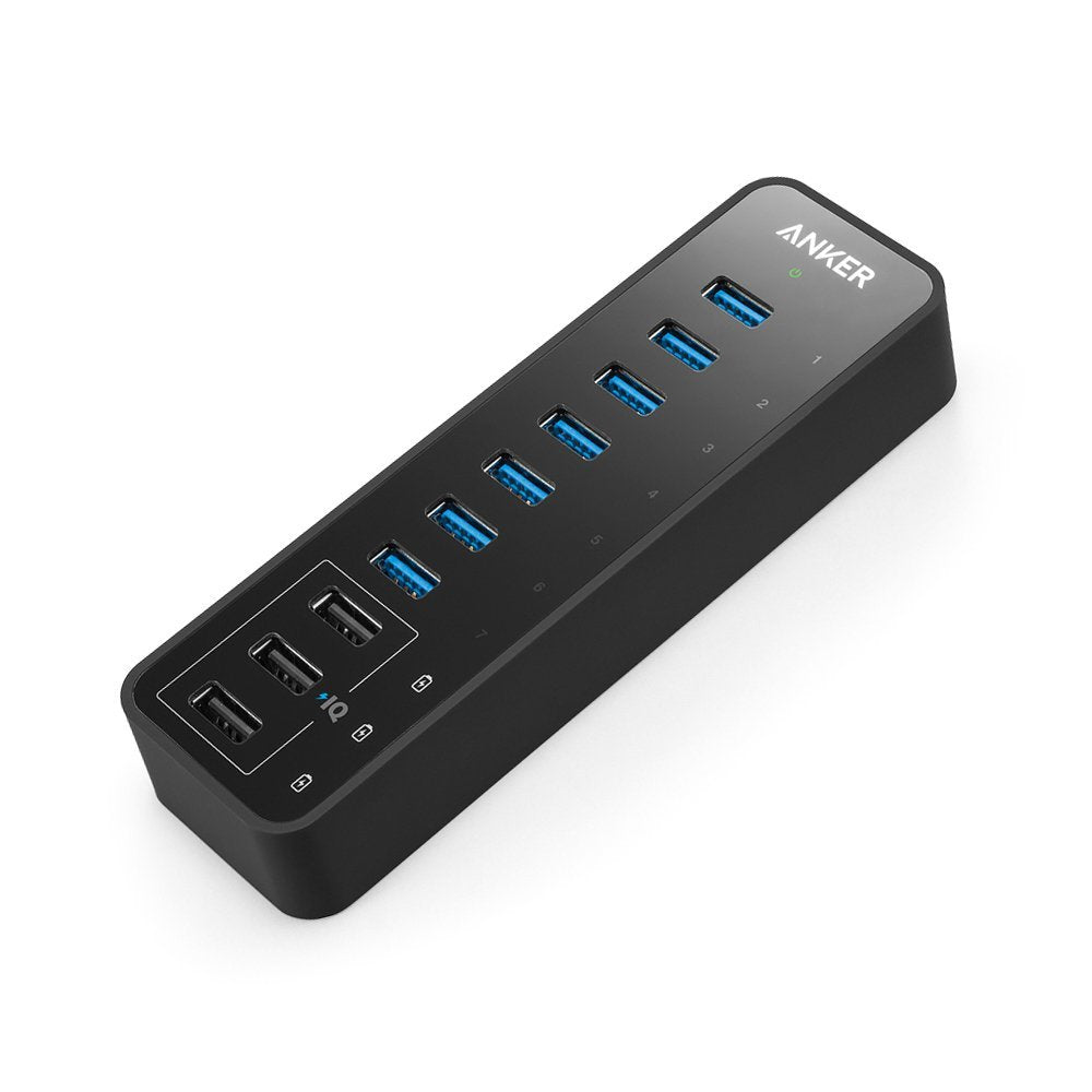 Anker Powered USB Hub for Laptop, 7 Ports USB 3.0 Data Hub, with 36W Power Adapter and BC 1.2 Charging Port for iPhone 7/6s Plus, iPad Air 2, Galaxy S Series, Note Series, Mac, PC, USB-Flash Drives