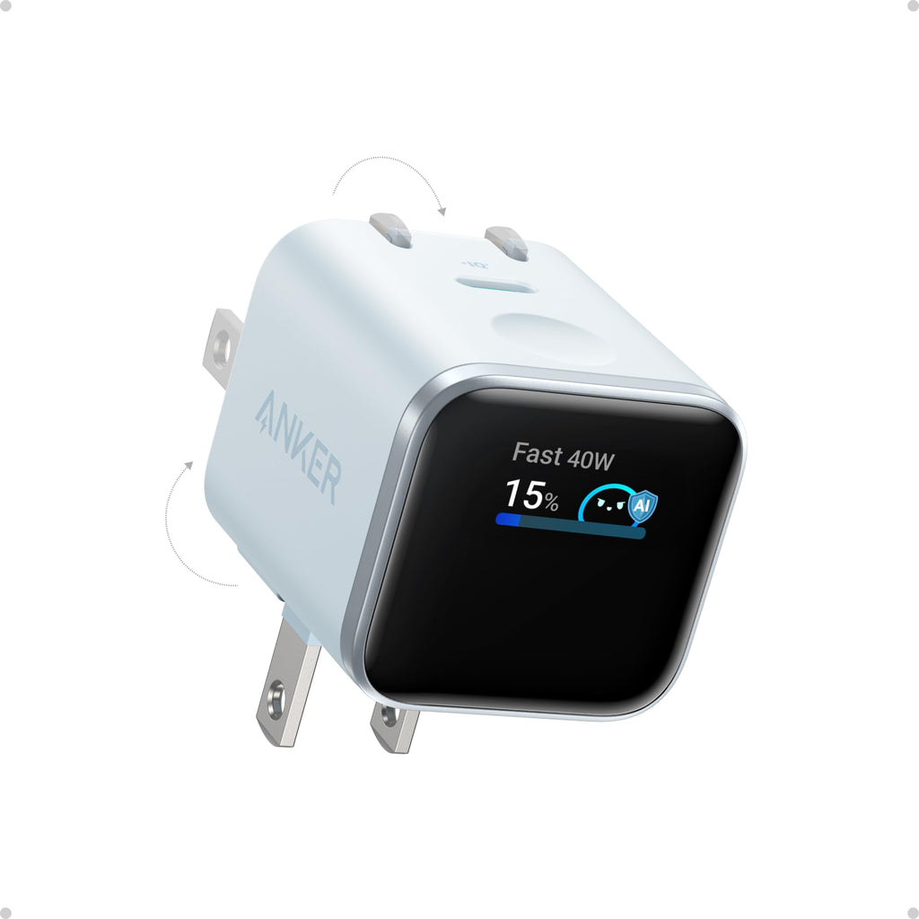 Anker Smart Display Charger, Anker Nano USB C Charger Block, 45W Max GaN Phone Charger,180° Foldable Plug,Smart Recognition,Built-in Care Mode,for iPhone17/16/15(Non-Battery,One USB-C Port,No Cable)