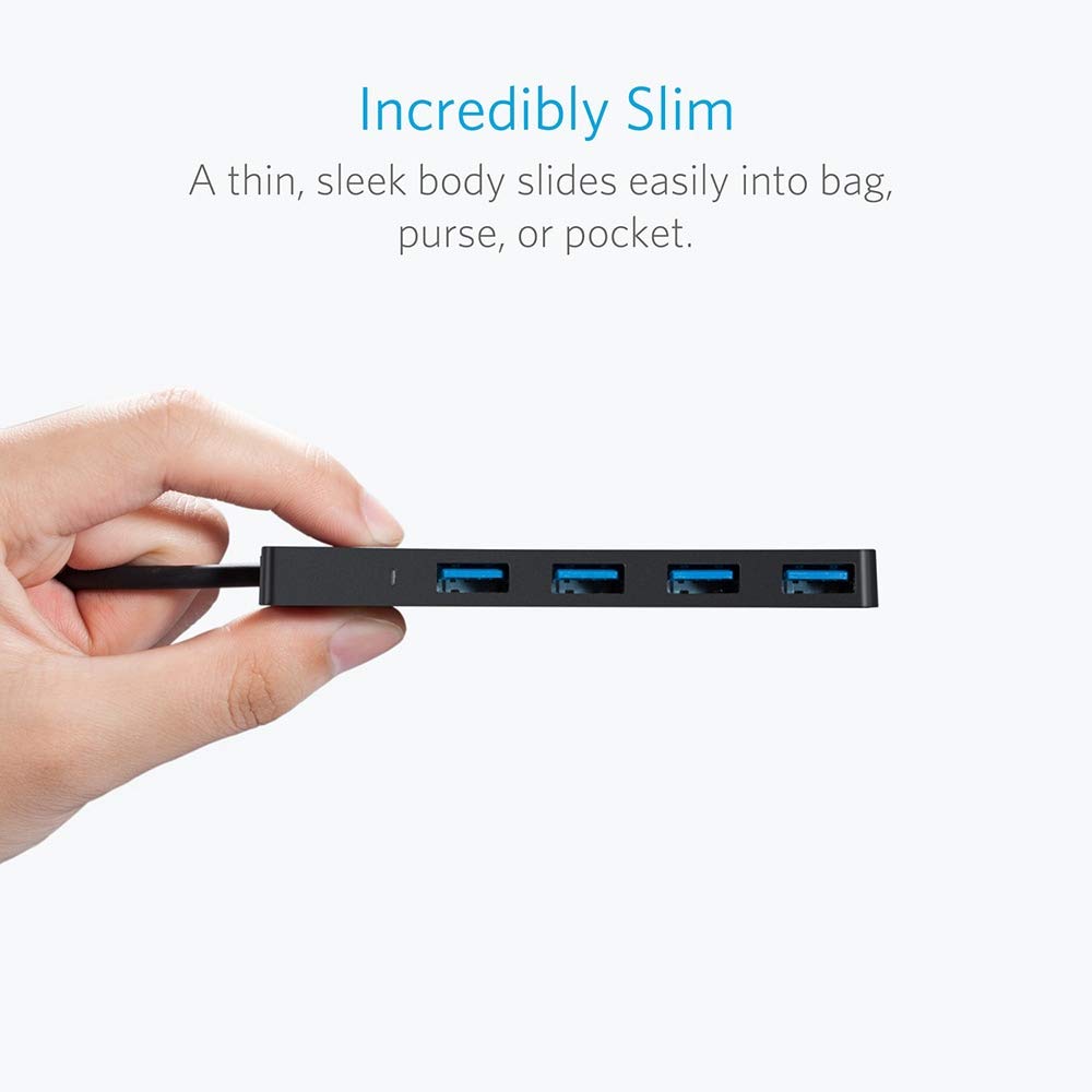 Anker USB Hub 4 Ports with 5Gbps Data Transfer, Multiple USB 3.0 Hub, USB Splitter for Laptop, Extender for A Port Laptop, PC, Desktop and More [Charging Not Supported](0.7 ft USB-A)
