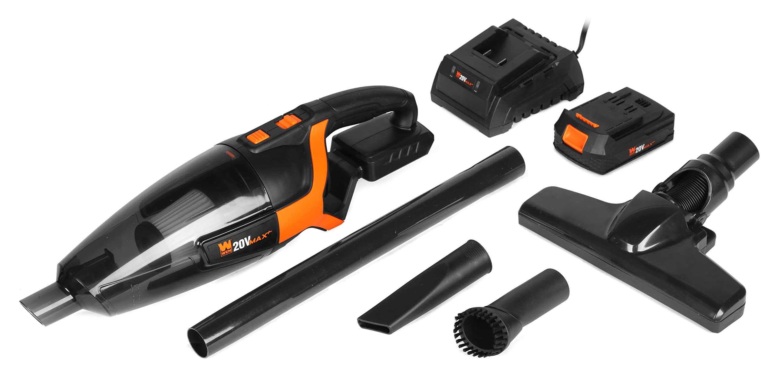 WEN Cordless Vacuum Cleaner, Handheld with 20V Max 2.0 Ah Lithium-Ion Battery and Charger (20861)