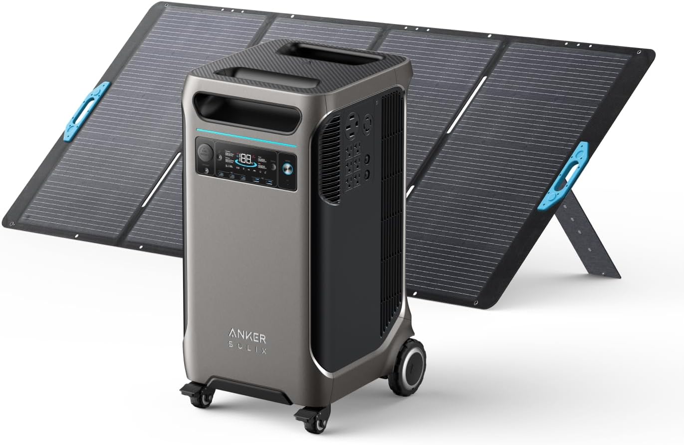Anker SOLIX F3800 Portable Power Station with 2× 200W Solar Panels, 3,840Wh LiFePO4 Battery, 120V/240V 6,000W AC Output, Solar Generator for Home Use, RVs, Emergencies, Outages, and Outdoor Camping