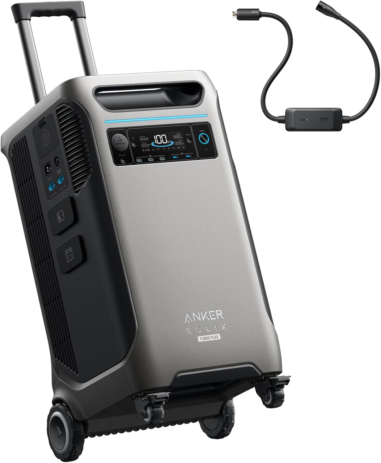 Anker SOLIX F3800 Plus Portable Power Station with Home Power Panel and 400W Solar Panel, 3840Wh, 6000W AC Output, Generators for Home Use, 3,200W Solar Input, For Power Outages and Emergencies