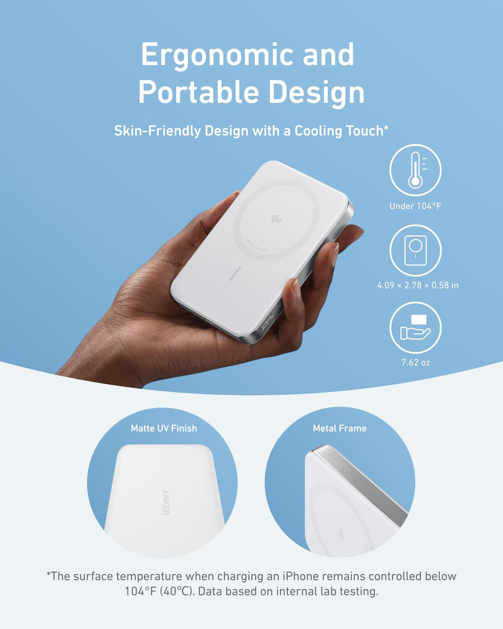 Anker MagGo Power Bank, Slim 10,000mAh Magnetic Battery Pack, Qi2 Certified 15W Ultra-Fast MagSafe Compatible Portable Charger, Ergonomic Design, for iPhone17/16/15/14 Series, and More