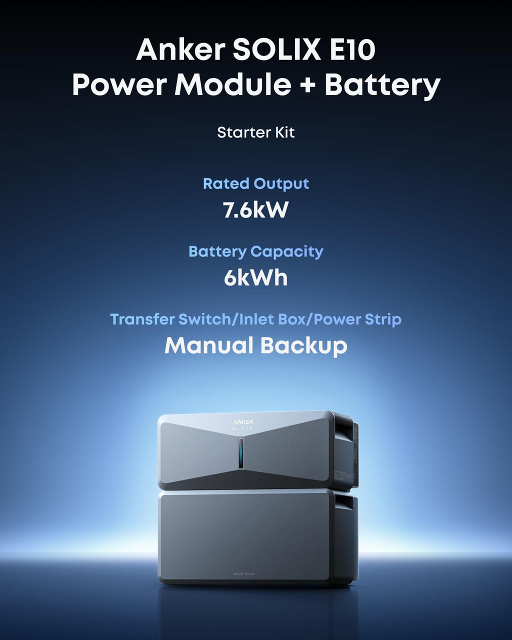 Anker SOLIX E10, Smart Inlet Box, 6kWh Battery, Manual Backup with Smart Savings, 9kW Solar, Reduce Up to 80% Bills, NEMA 4 & 3R, Up to 12-Month 0% APR
