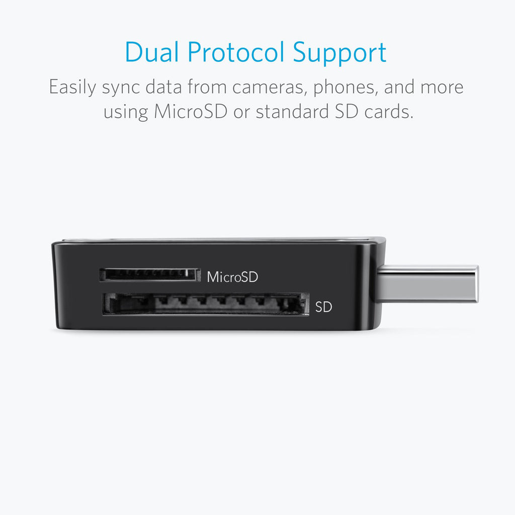 Anker USB 3.0 Micro SD Card Reader, 5Gbps 2-in-1 SD Card Reader to USB Adapter for SDXC, SDHC, MMC, RS-MMC, Micro SDXC, Micro SD, Micro SDHC, UHS-I Cards - USB A CardReader