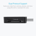 Anker USB 3.0 Micro SD Card Reader, 5Gbps 2-in-1 SD Card Reader to USB Adapter for SDXC, SDHC, MMC, RS-MMC, Micro SDXC, Micro SD, Micro SDHC, UHS-I Cards - USB A CardReader