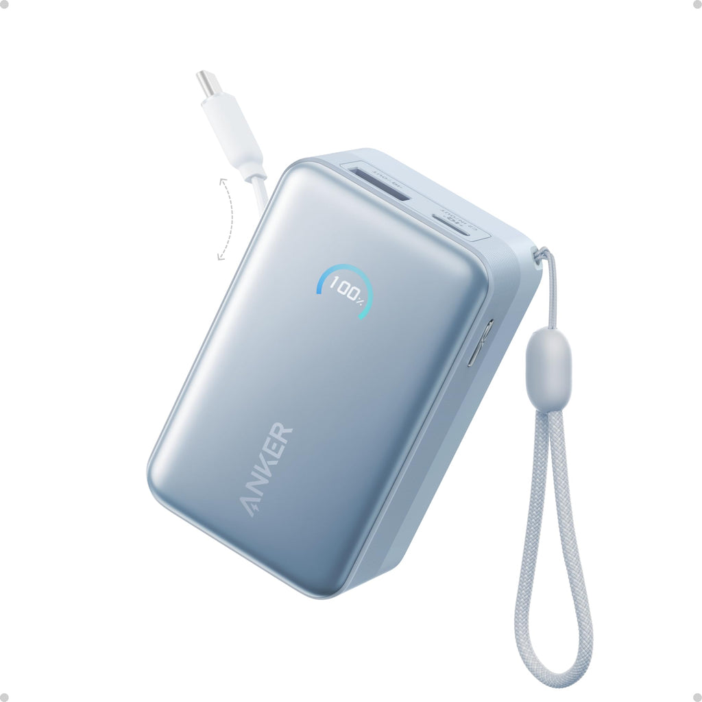 Anker Nano Portable Charger, 45W 10000mAh with 2.3 ft Retractable Cable, Compact Power Bank, Travel Essential Phone Battery Pack for iPhone 17/16 Series, iPad, Galaxy, Pixel, and More
