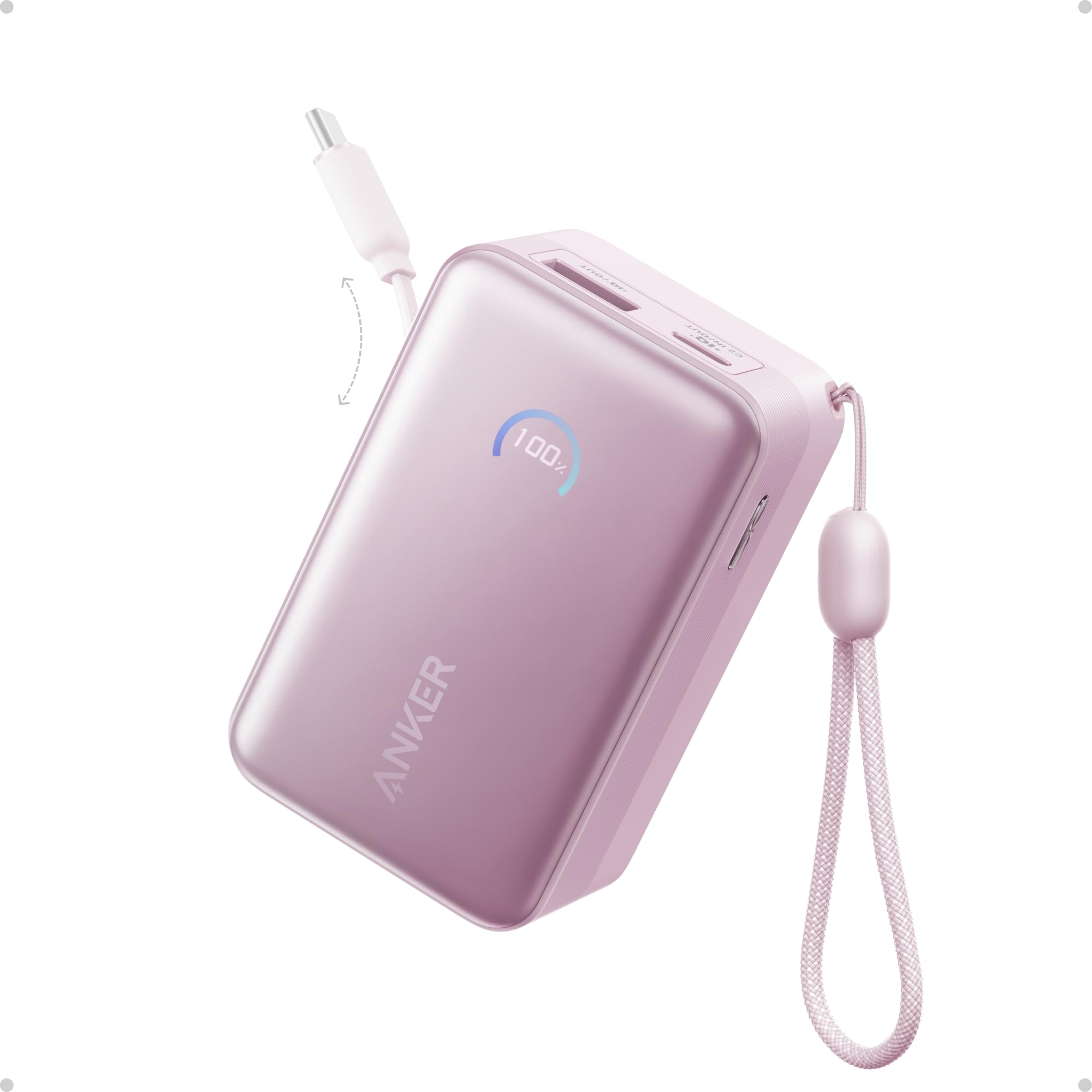 Anker Nano Portable Charger, 45W 10000mAh with 2.3 ft Retractable Cable, Compact Power Bank, Travel Essential Phone Battery Pack for iPhone 17/16 Series, iPad, Galaxy, Pixel, and More