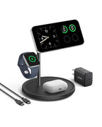 Anker MagSafe Charger Stand Compatible, iPhone 17 MagGo 3 in 1 Wireless Charging Station,Qi2 Certified 15W Wireless Charger, Desk Accessory, for iPhone 16/15/14/13 Series Apple Watch, AirPods