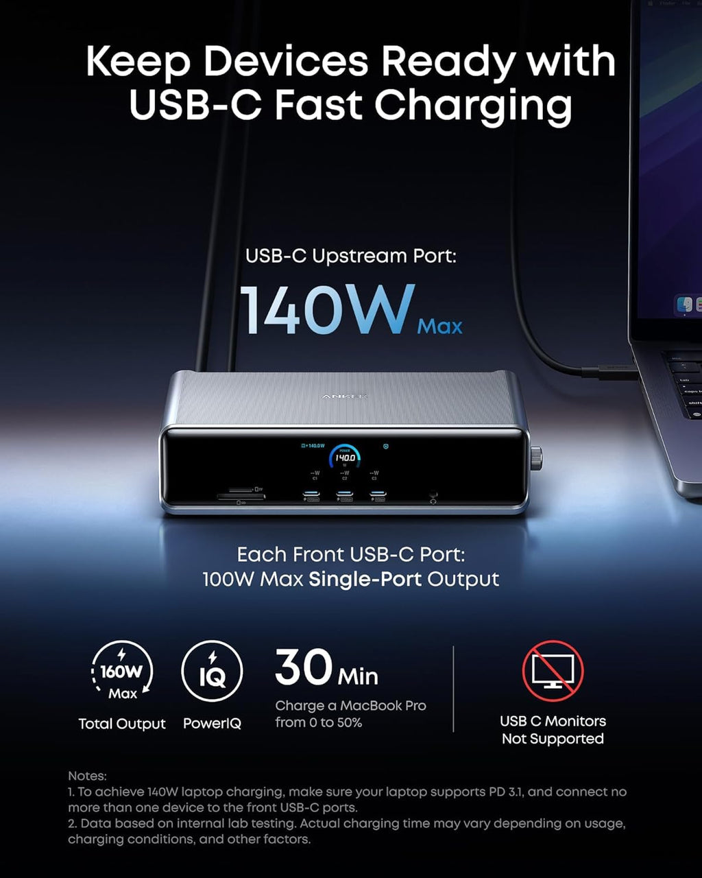 Anker Docking Station (DL6350), 10-Port Triple Display with Displaylink, Docking Station with Dual HDMI and DisplayPort for Windows Laptops, MacBook Air/Pro and More
