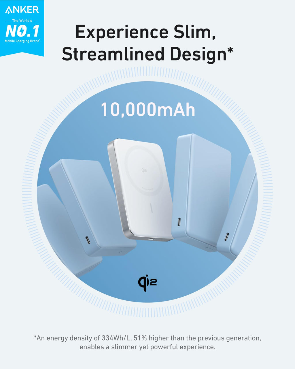 Anker MagGo Power Bank, Slim 10,000mAh Magnetic Battery Pack, Qi2 Certified 15W Ultra-Fast MagSafe Compatible Portable Charger, Ergonomic Design, for iPhone17/16/15/14 Series, and More