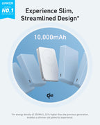 Anker MagGo Power Bank, Slim 10,000mAh Magnetic Battery Pack, Qi2 Certified 15W Ultra-Fast MagSafe Compatible Portable Charger, Ergonomic Design, for iPhone17/16/15/14 Series, and More