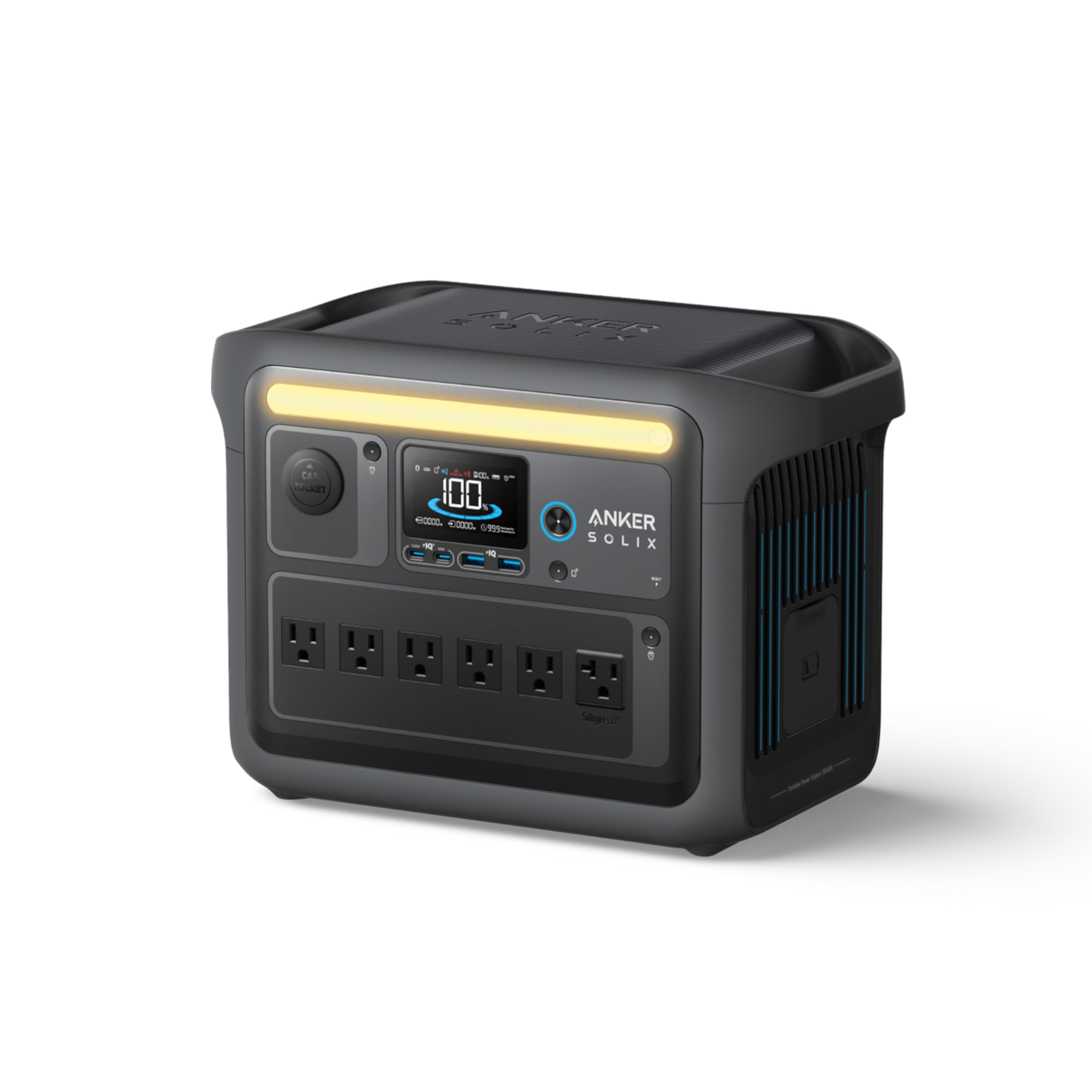 Anker SOLIX C1000 Portable Power Station with 100W Solar Panel, 1800W Solar Generator, 1056wh LFP (LiFePO4) Battery, 6 AC Outlets, Up to 2400W for Home, Power Outages, and Outdoor Camping