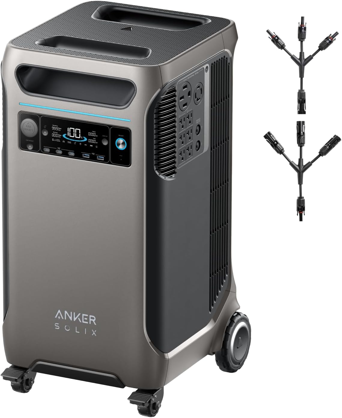 Anker SOLIX F3800 Portable Power Station and BP3800 Expansion Battery with 400W Solar Panel, 7.68kWh LiFePO4 Batteries, 6000W AC Output, Solar Generator for Home Backup, RVs, Emergencies&Power Outages