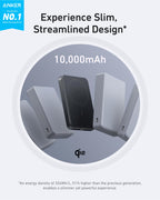 Anker MagGo Power Bank, Slim 10,000mAh Magnetic Battery Pack, Qi2 Certified 15W Ultra-Fast MagSafe Compatible Portable Charger, Ergonomic Design, for iPhone17/16/15/14 Series, and More
