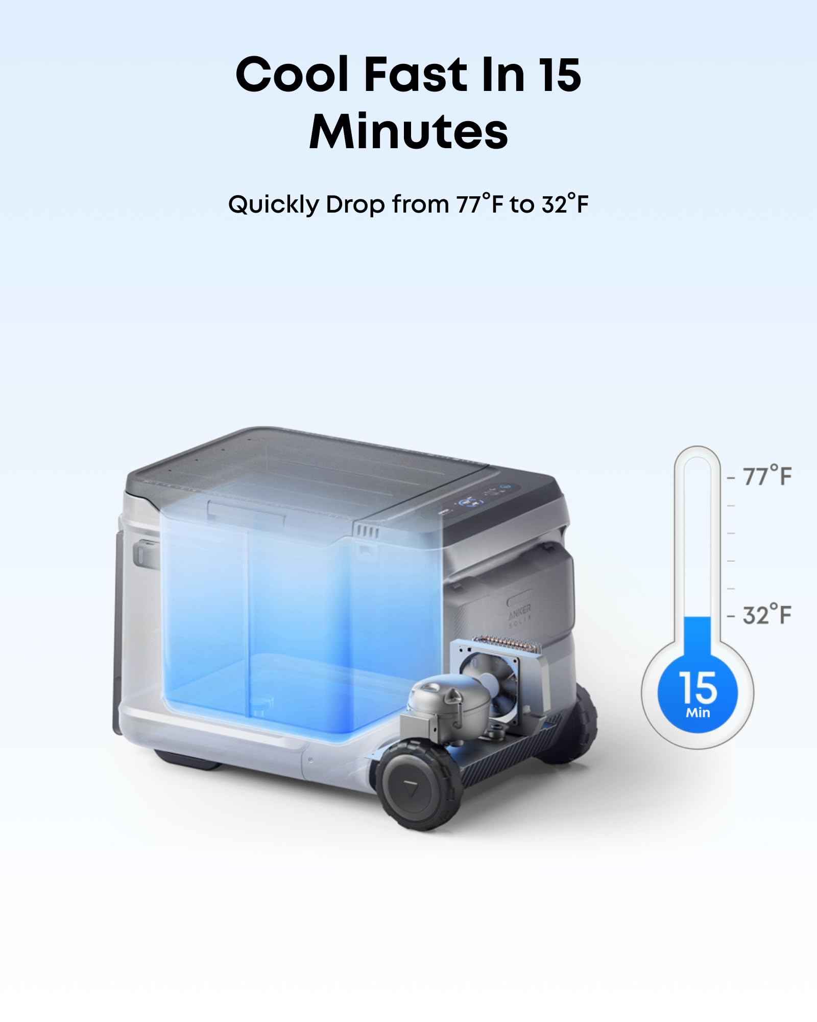 Anker SOLIX EverFrost 2 40L Cooler with Extra Battery, 61 qt Car Refrigerator, Electric Cooler with 288Wh Battery, Powered by AC/DC or Solar,for Outdoor Camping, Travel, and Fishing, Fits in Trucks