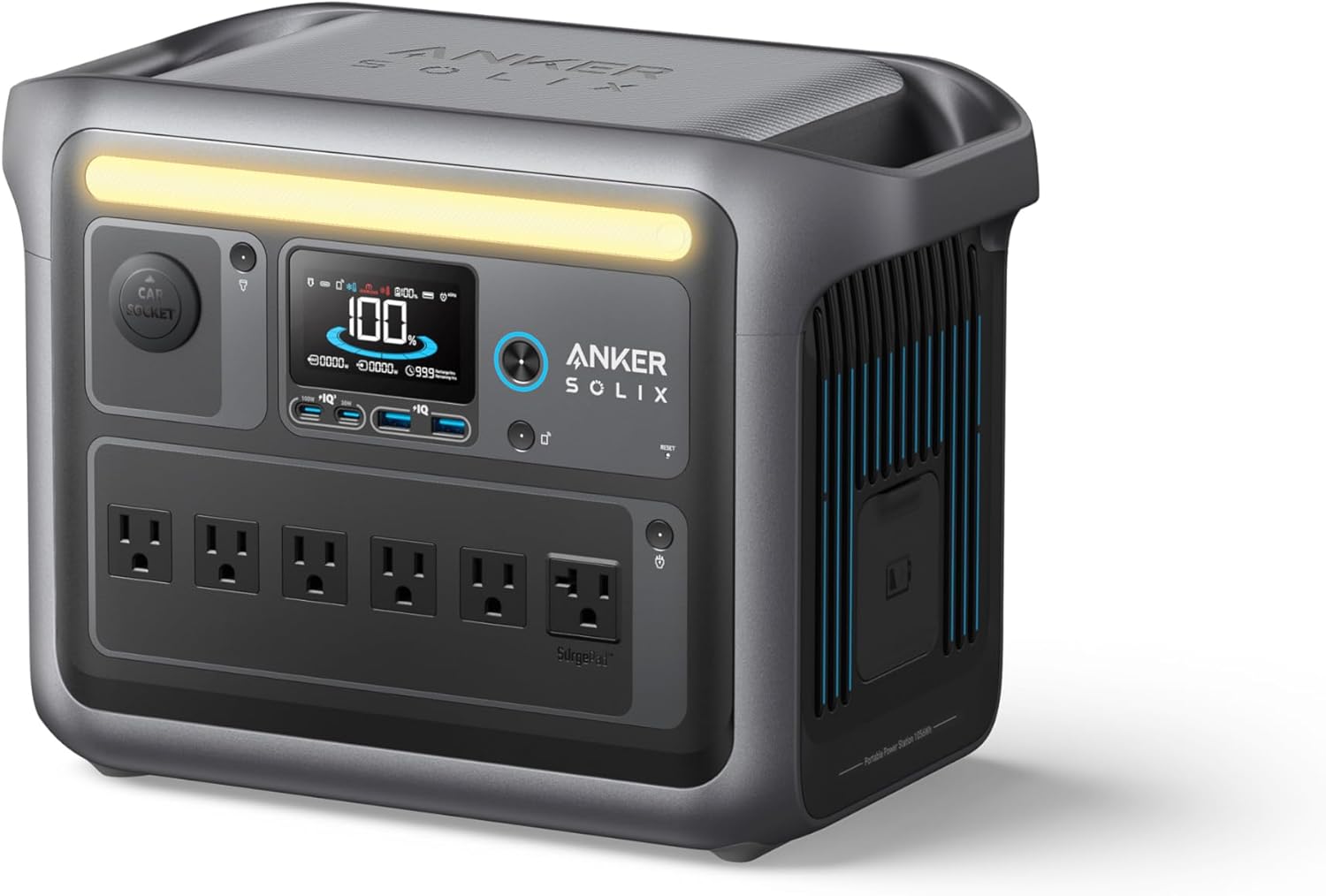 Anker SOLIX C1000 Portable Power Station with 400W Solar Panel, 1800W Solar Generator, 1056wh LFP (LiFePO4) Battery, 6 AC Outlets, Up to 2400W for Home, Power Outages, and Outdoor Camping