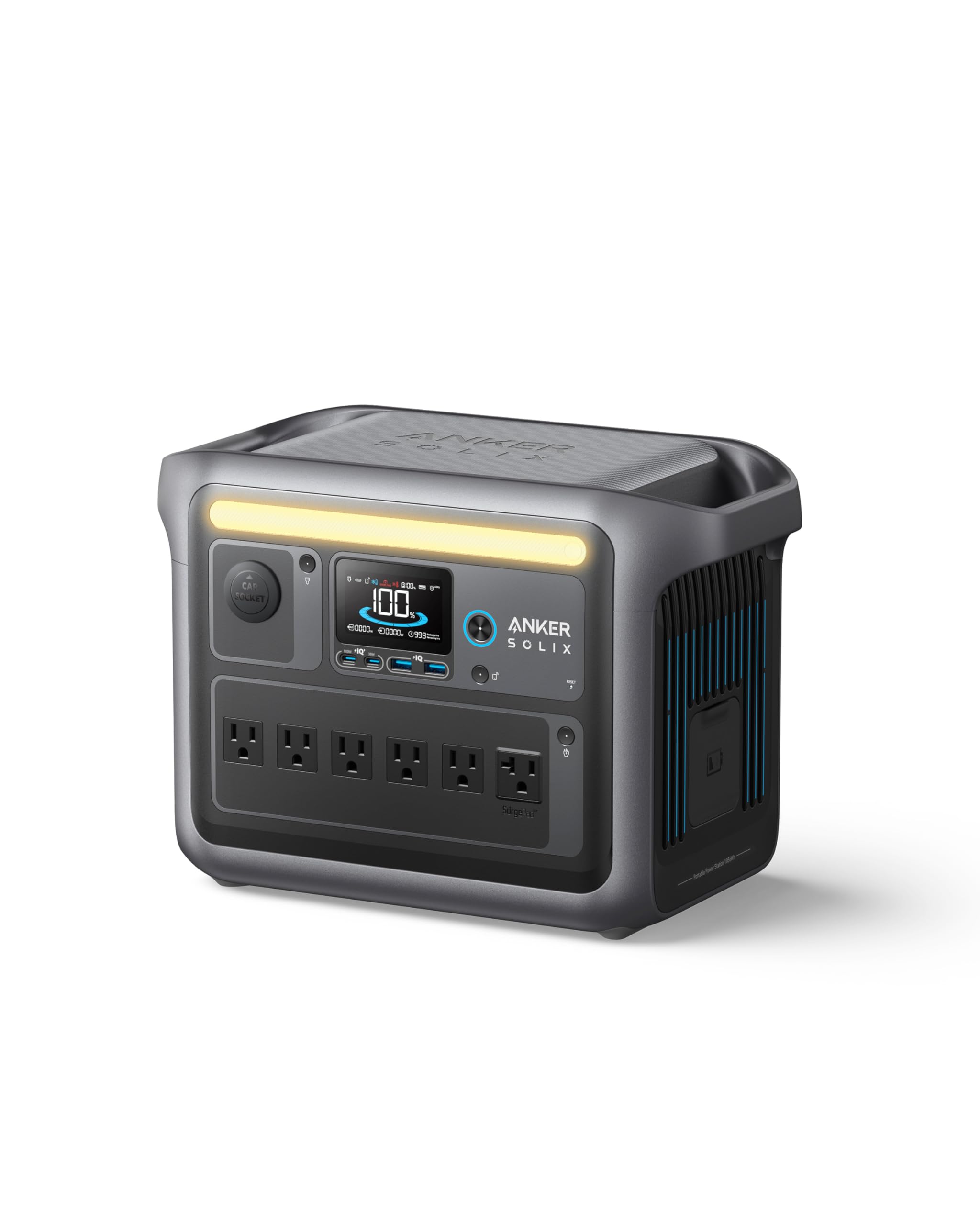Anker SOLIX C1000 Portable Power Station with 100W Solar Panel, 1800W Solar Generator, 1056wh LFP (LiFePO4) Battery, 6 AC Outlets, Up to 2400W for Home, Power Outages, and Outdoor Camping