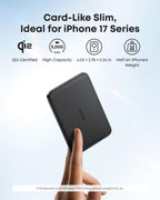 Anker Nano MagSafe Portable Charger, Ultra-Slim 5,000mAh Magnetic Wireless Power Bank, Qi2-Certified 15W Max, Compact for Travel, Ergonomic Design, for iPhone 17/16 Series, and More