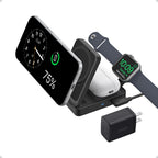 Anker MagGo 3 in 1 iPhone 17 Charging Station, MagSafe-Compatible Wireless Charger Stand, Qi2 Certified 15W Foldable Charger for iPhone 17/16/15/14/13/12, AirPods, Apple Watch Ultra(Adapter Included)