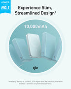Anker MagGo Power Bank, Slim 10,000mAh Magnetic Battery Pack, Qi2 Certified 15W Ultra-Fast MagSafe Compatible Portable Charger, Ergonomic Design, for iPhone17/16/15/14 Series, and More