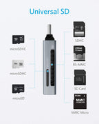 Anker USB 3.0 Micro SD Card Reader, 5Gbps 2-in-1 SD Card Reader to USB Adapter for SDXC, SDHC, MMC, RS-MMC, Micro SDXC, Micro SD, Micro SDHC, UHS-I Cards - USB A CardReader
