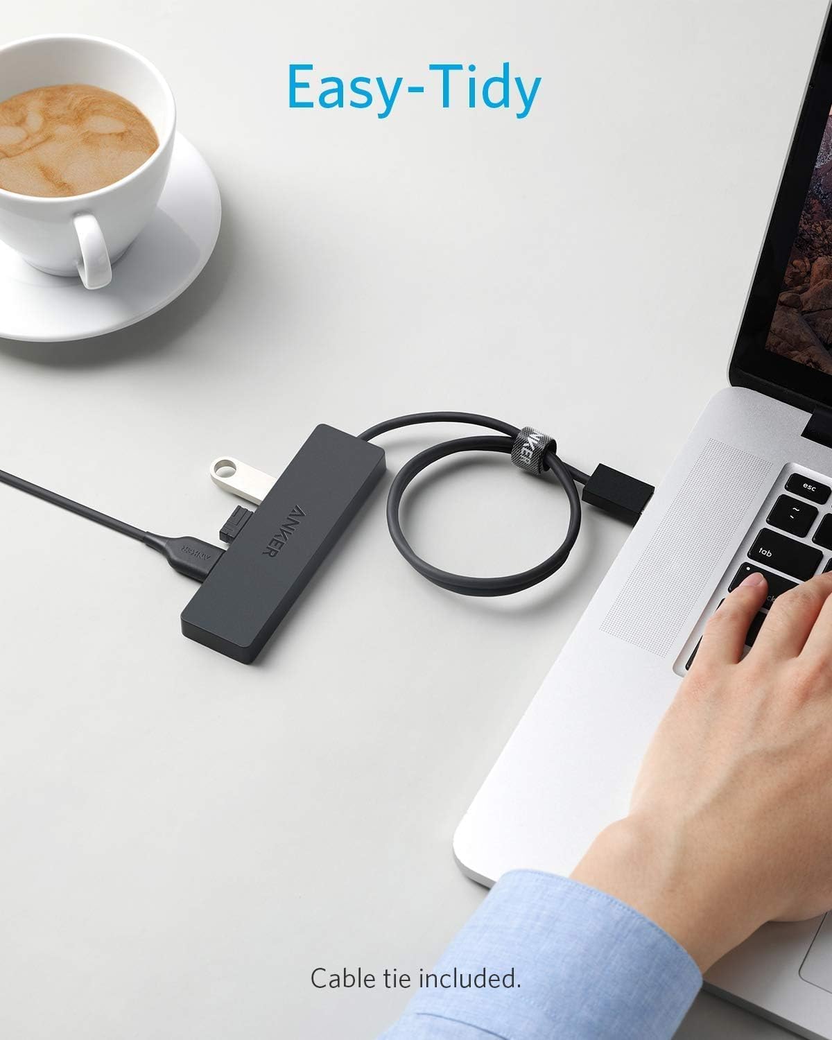 Anker USB Hub 4 Ports with 5Gbps Data Transfer, Multiple USB 3.0 Hub, USB Splitter for Laptop, Extender for A Port Laptop, PC, Desktop and More [Charging Not Supported](0.7 ft USB-A)