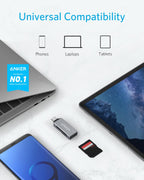Anker USB 3.0 Micro SD Card Reader, 5Gbps 2-in-1 SD Card Reader to USB Adapter for SDXC, SDHC, MMC, RS-MMC, Micro SDXC, Micro SD, Micro SDHC, UHS-I Cards - USB A CardReader
