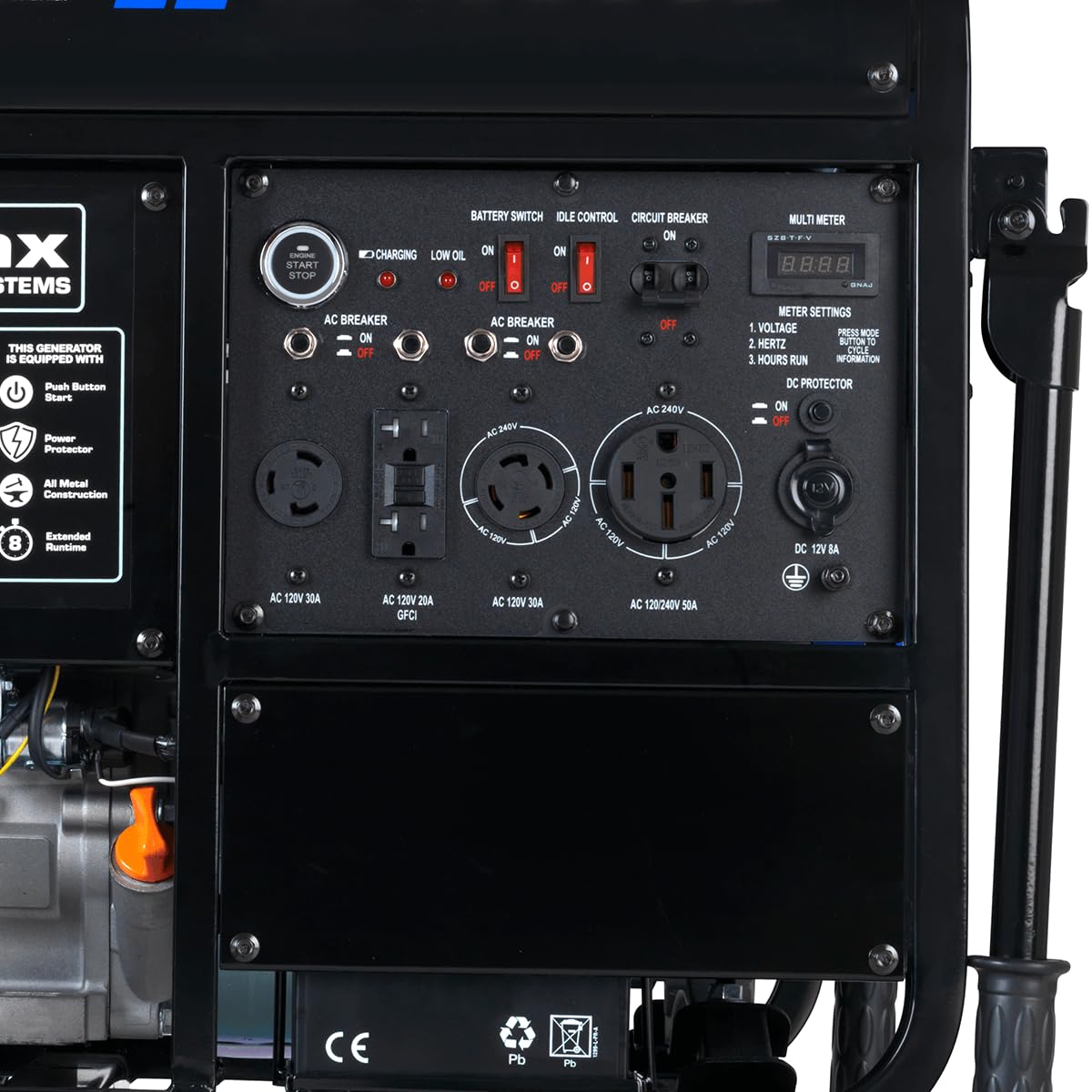 DuroMax XP12000EH 12,000-Watt Dual Fuel Portable Generator – Gas & Propane, Electric Start, Whole Home Backup Power, Transfer Switch Ready, RV & Emergency Ready