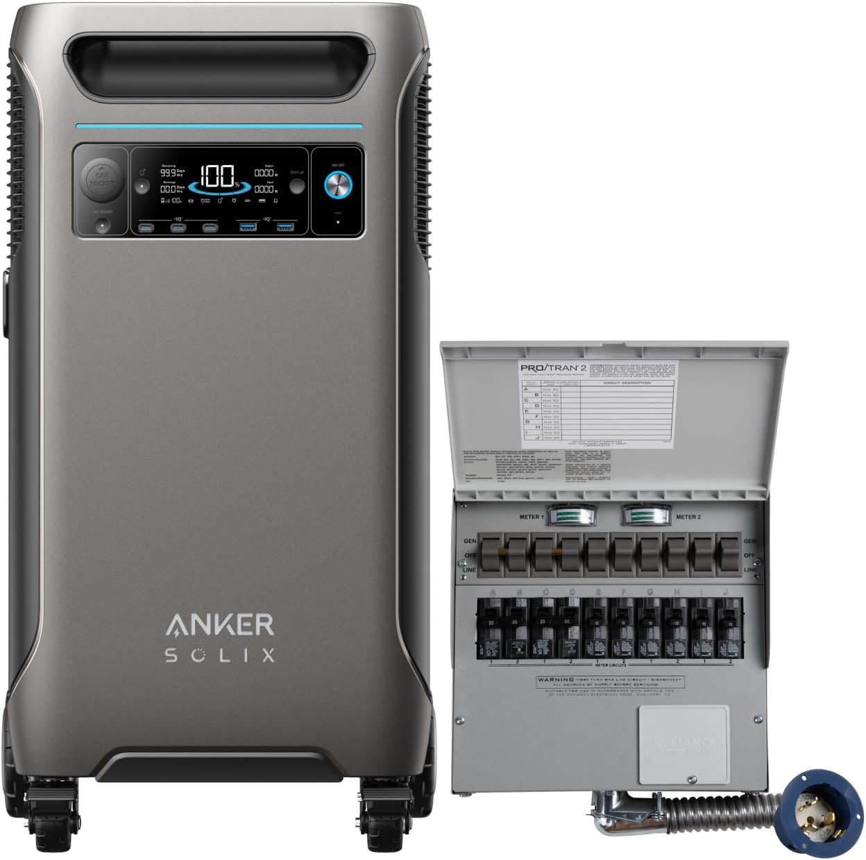 Anker SOLIX F3800 Portable Power Station with 2× 200W Solar Panels, 3,840Wh LiFePO4 Battery, 120V/240V 6,000W AC Output, Solar Generator for Home Use, RVs, Emergencies, Outages, and Outdoor Camping