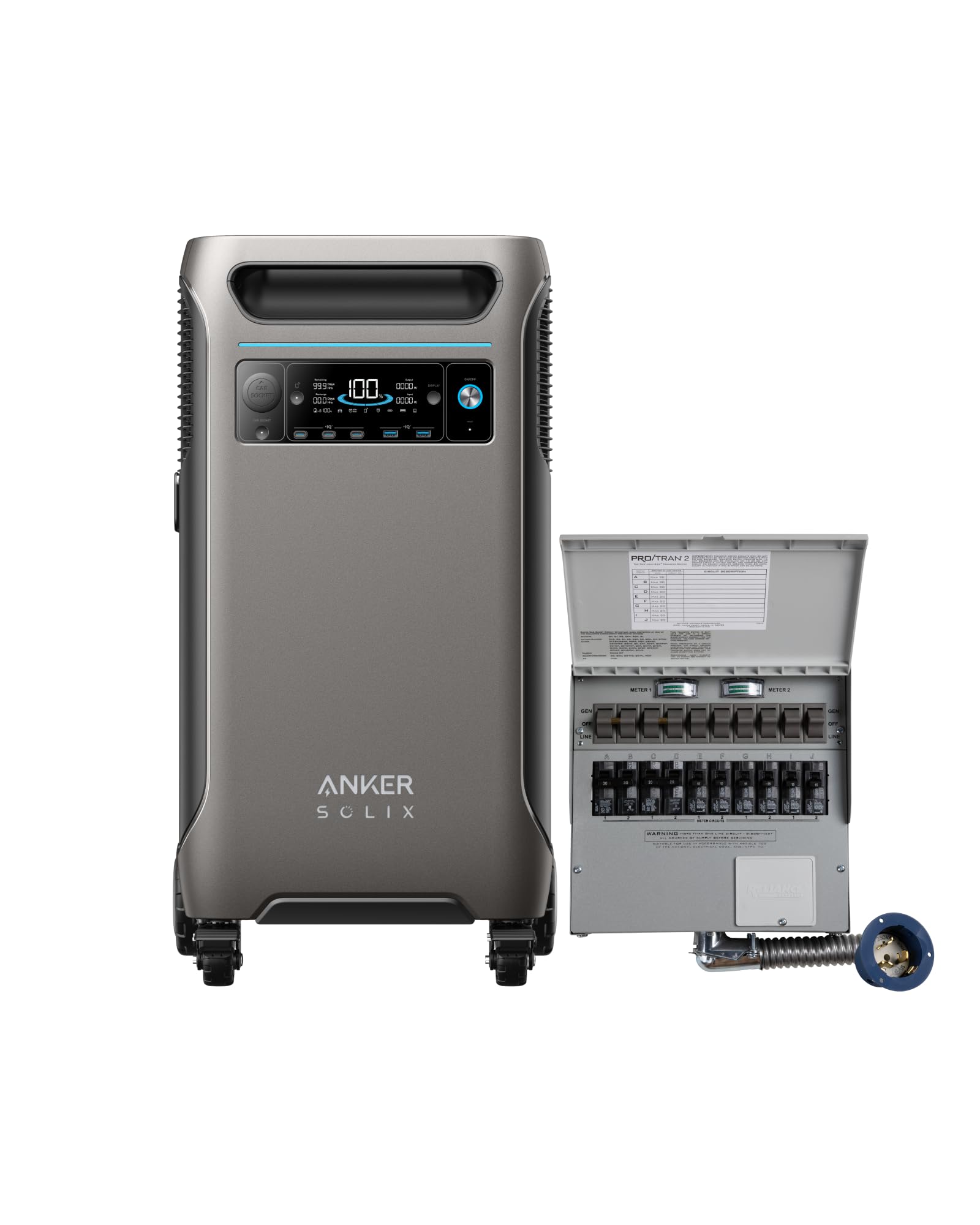 Anker SOLIX F3800 Portable Power Station with 400W Solar Panel, 3840Wh LiFePO4 Battery, 6000W AC output with 120V/240V, Solar Generator for Home Use, RV, Emergencies, Power Outages, Outdoor Camping