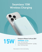 Anker MagGo Power Bank, Slim 10,000mAh Magnetic Battery Pack, Qi2 Certified 15W Ultra-Fast MagSafe Compatible Portable Charger, Ergonomic Design, for iPhone17/16/15/14 Series, and More
