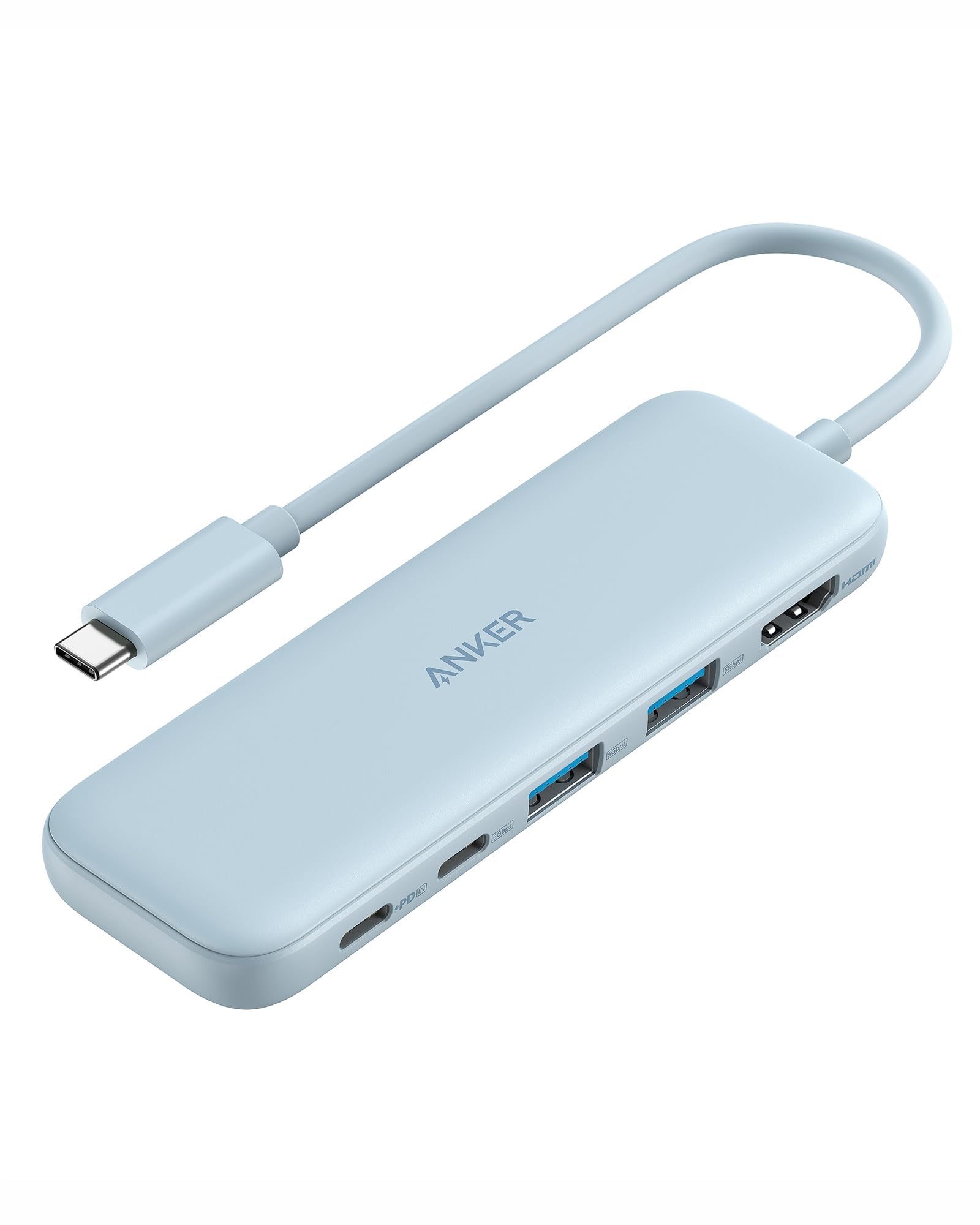 Anker USB C Hub, 5-in-1 USBC to HDMI Splitter with 4K Display, 1 x Powered USB-C 5Gbps & 2×Powered USB-A 3.0 5Gbps Data Ports for MacBook Pro, MacBook Air, Dell and More