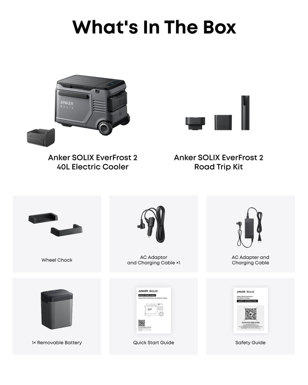 Anker SOLIX EverFrost 2 40L Cooler, 61 qt Car Refrigerator, Electric Cooler with 288Wh Battery, Powered by AC/DC or Solar,for Outdoor Camping, Travel, and Fishing, Fits in Trucks