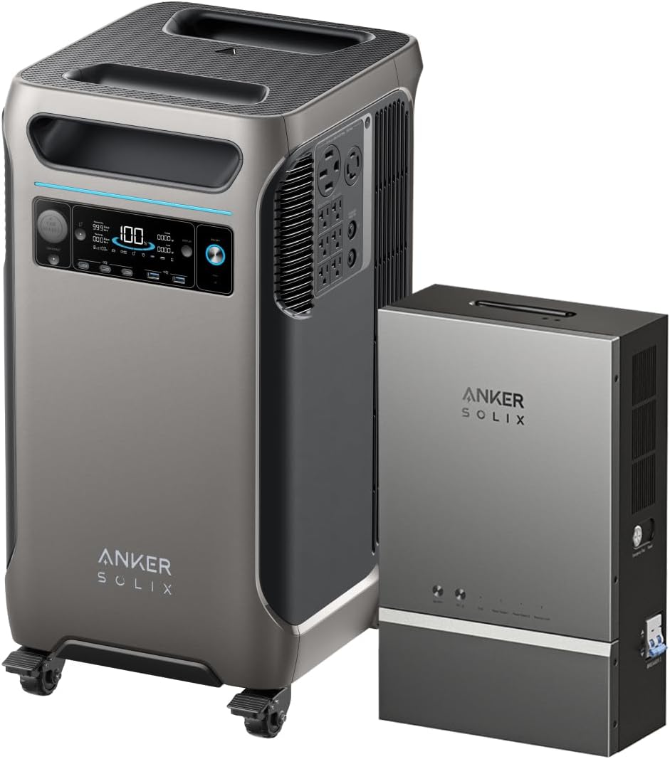 Anker SOLIX F3800 Portable Power Station with 2× 200W Solar Panels, 3,840Wh LiFePO4 Battery, 120V/240V 6,000W AC Output, Solar Generator for Home Use, RVs, Emergencies, Outages, and Outdoor Camping