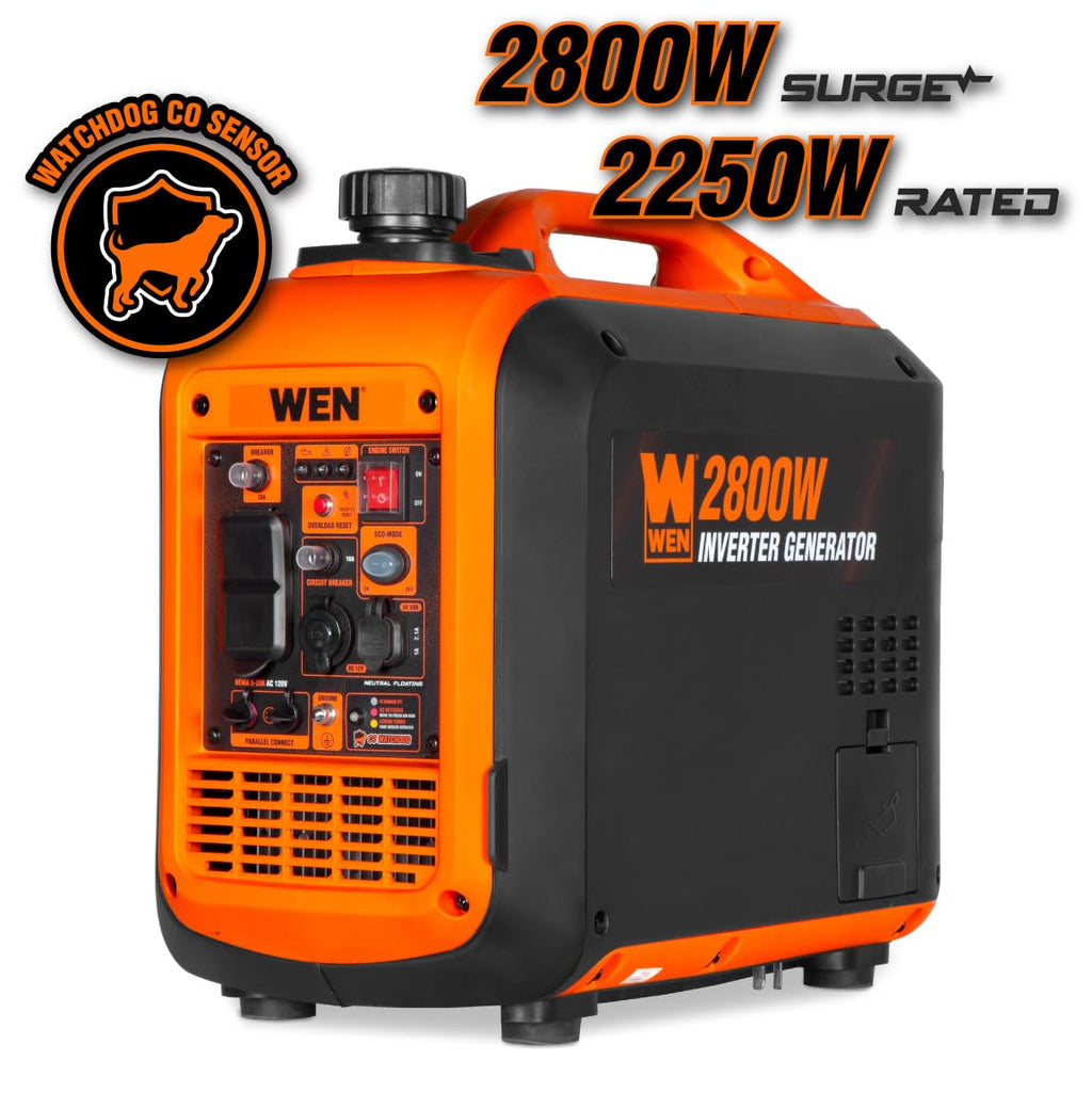 WEN 56235iX 2350-Watt Portable Inverter Generator with Fuel Shut Off and CO Sensor, Black